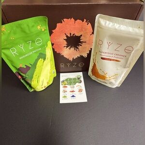 Ryze Mushroom Matcha and Superfood Creamer Set. New